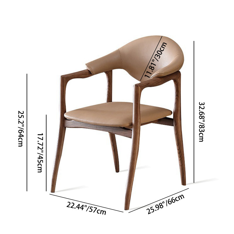 Zeitgenössische Schlichtheit Esszimmerstuhl mit Rückenlehne und Armlehnen aus Kunstleder in Eschenoptik für das Esszimmer 