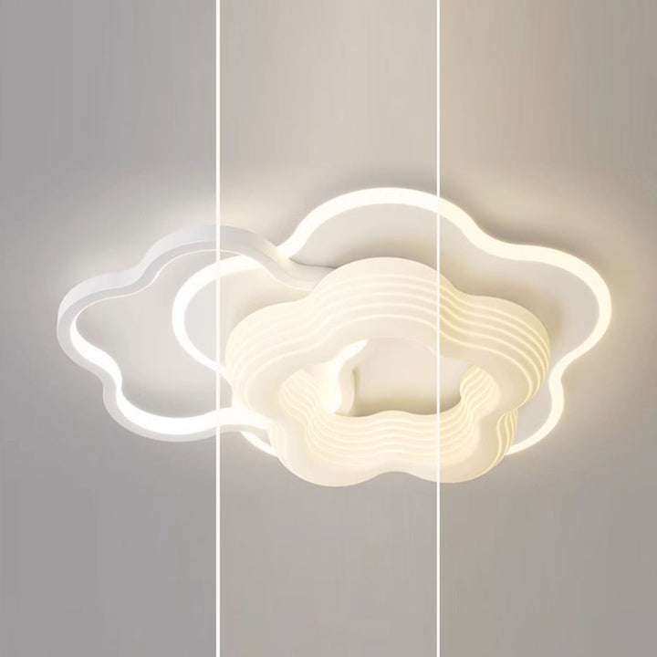 Lustre Plafonnier LED Rond en Métal Nordique Contemporain avec Motif de Fleurs et Triangle pour Chambre 