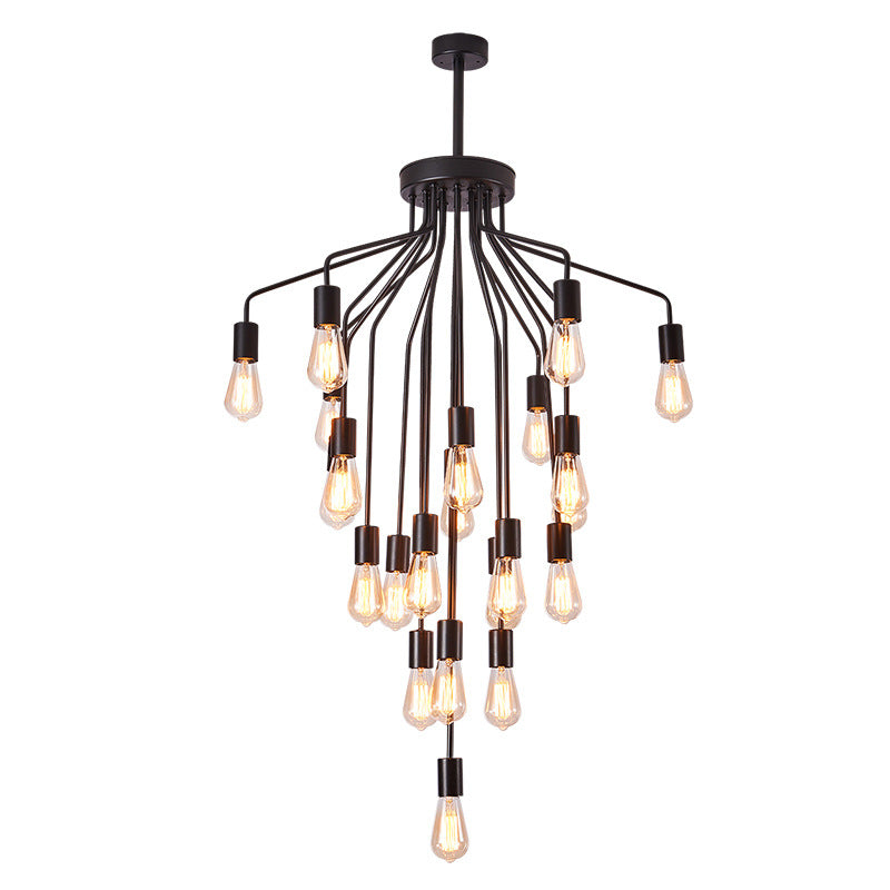 Traditioneller Vintage-Kronleuchter mit Eisenzweig und Glasschirm, 16/22 Lichter, für Wohnzimmer 
