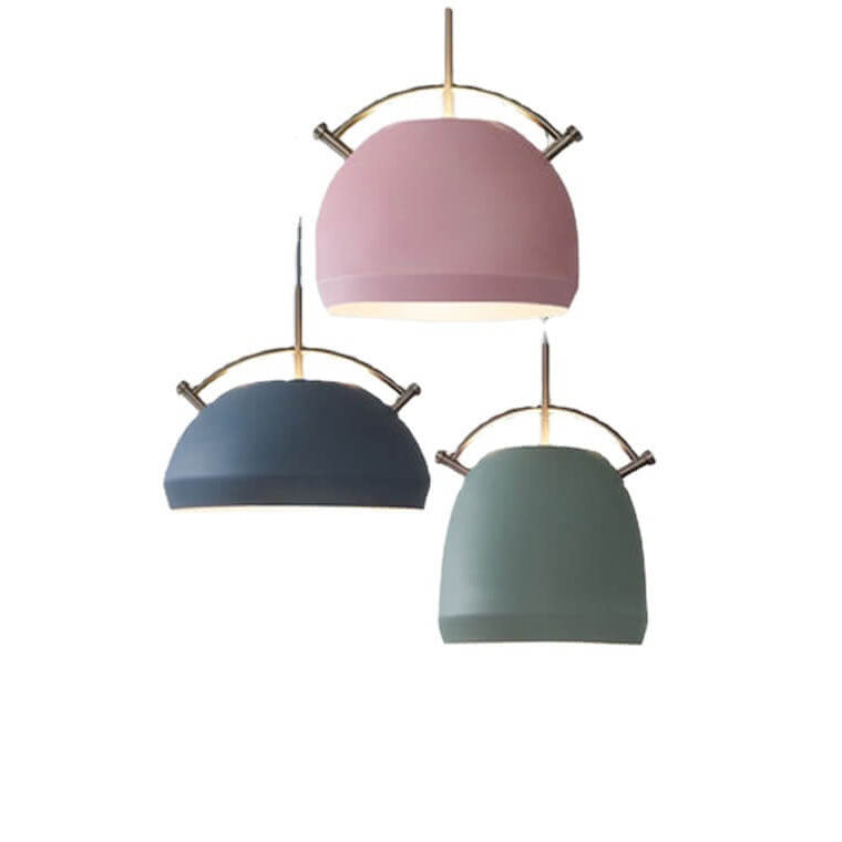 Lámpara colgante de 1 luz redonda de aleación de aluminio nórdica Macaron 
