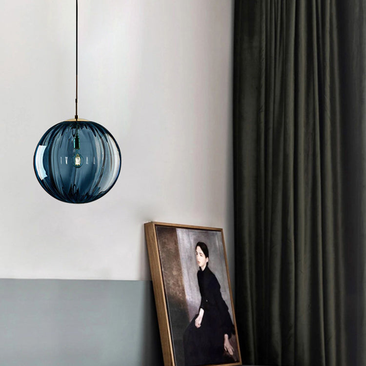 Zeitgenössische nordische Wasserwellen-Pendelleuchte aus kugelförmigem Glasschirm mit 1 Licht für das Wohnzimmer 