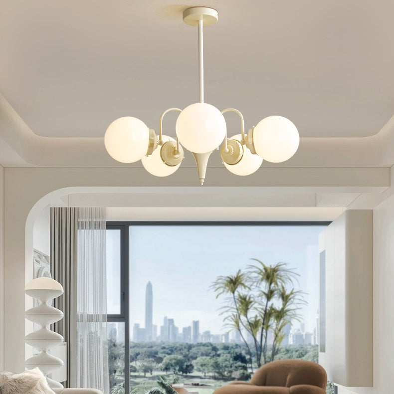 Lustre à 5 lumières en verre de fer traditionnel français Magic Bean pour salon 