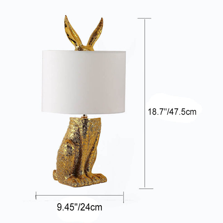 Corps de lampe lapin doré cylindrique créatif moderne 1 lumière lampe de table 