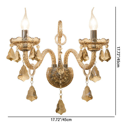 Traditionelle europäische Glaskristall-Kandelaber-Hardware 1/2-Licht-Wandleuchter-Lampe für Wohnzimmer 