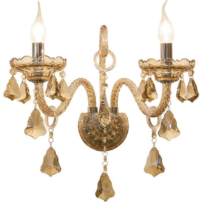 Traditionelle europäische Glaskristall-Kandelaber-Hardware 1/2-Licht-Wandleuchter-Lampe für Wohnzimmer 