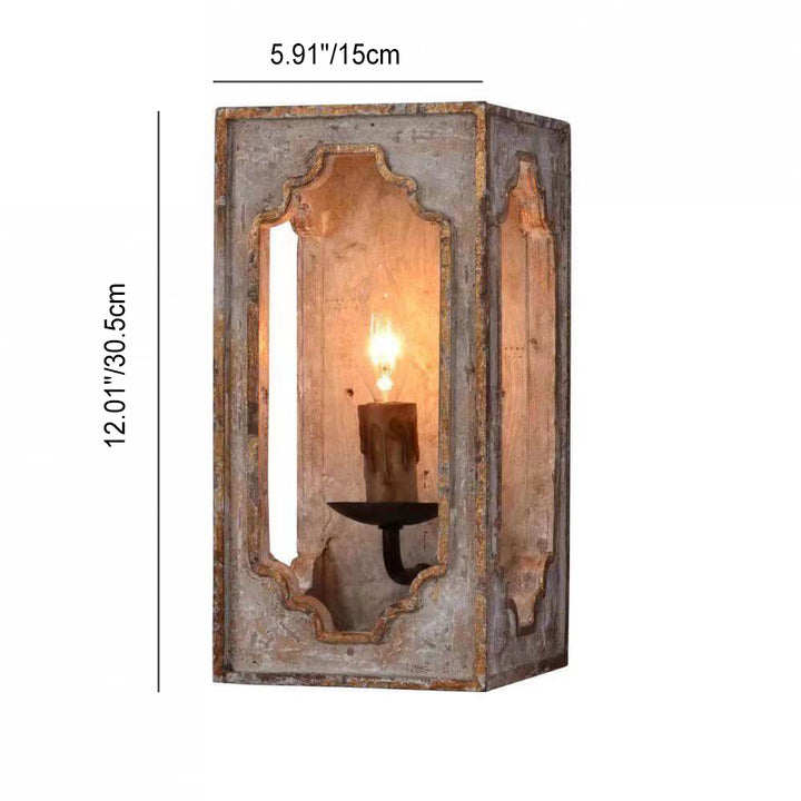 Applique murale rectangulaire en bois à 1 lumière de style rétro country français 