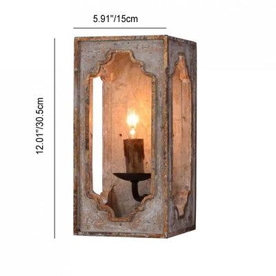 Französischer Landhausstil Retro Rechteckige Holz 1-Licht Wandleuchte 