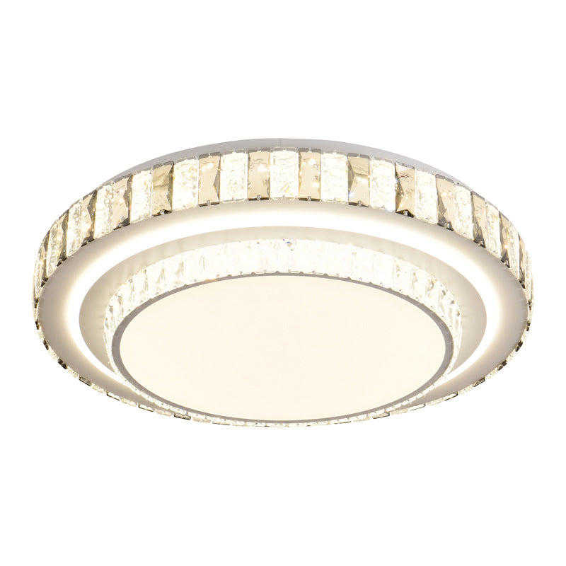 Luz de techo LED de montaje empotrado redonda minimalista moderna de acrílico y cristal de hierro para dormitorio 