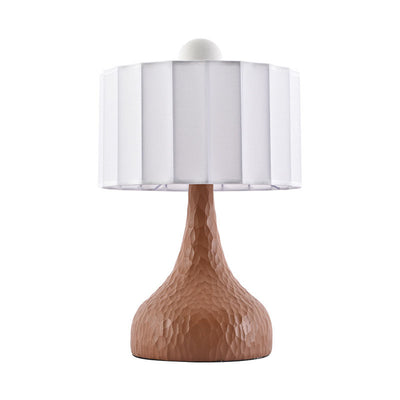 Traditionelle japanische Säule Stoff Harz 1-Licht Tischlampe für Wohnzimmer 