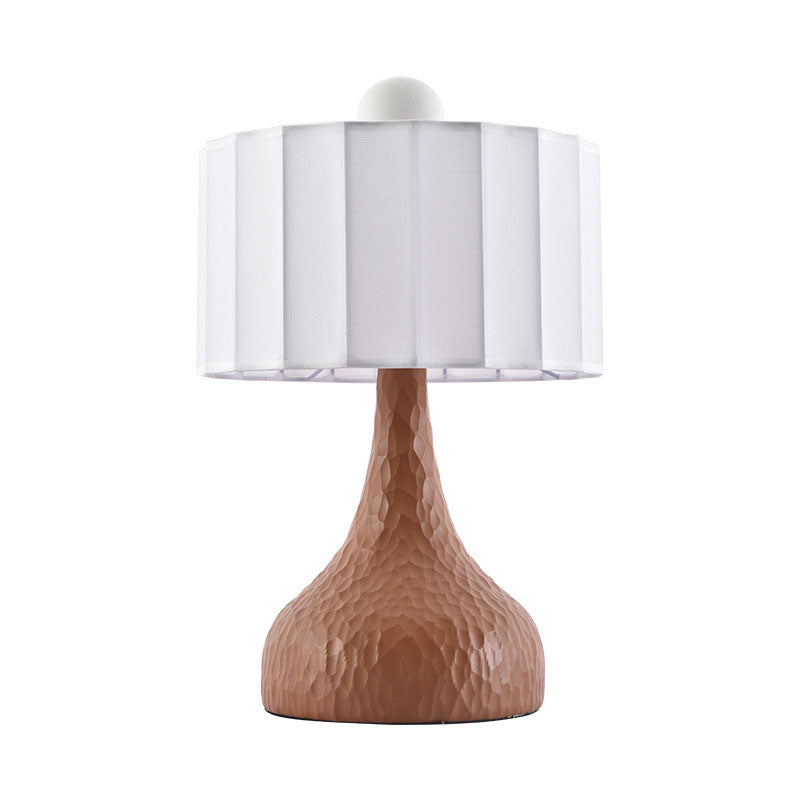 Traditionelle japanische Säule Stoff Harz 1-Licht Tischlampe für Wohnzimmer 