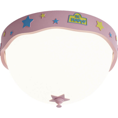 Contemporary Creative Acrylic Cartoon Semicircle LED Flush Mount Ceiling Light For Bedroom