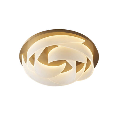 Modern Light Luxury Acrylic Swirl Gold-Finished Frame LED Flush Mount Ceiling Light