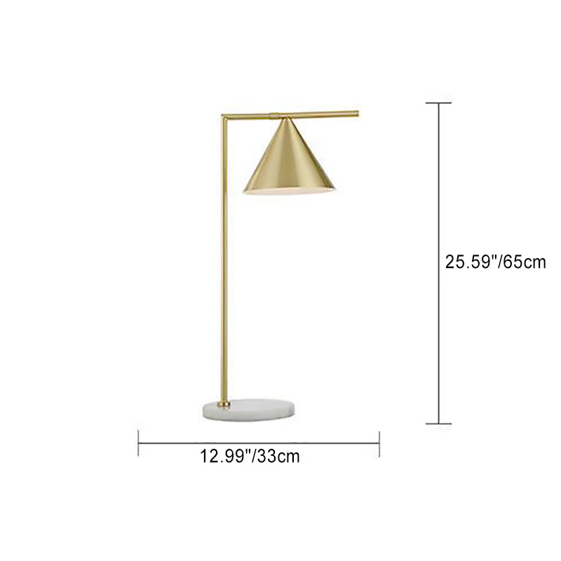 Moderne minimalistische lange Kegel Hardware 1-Licht Tischlampe für Schlafzimmer 