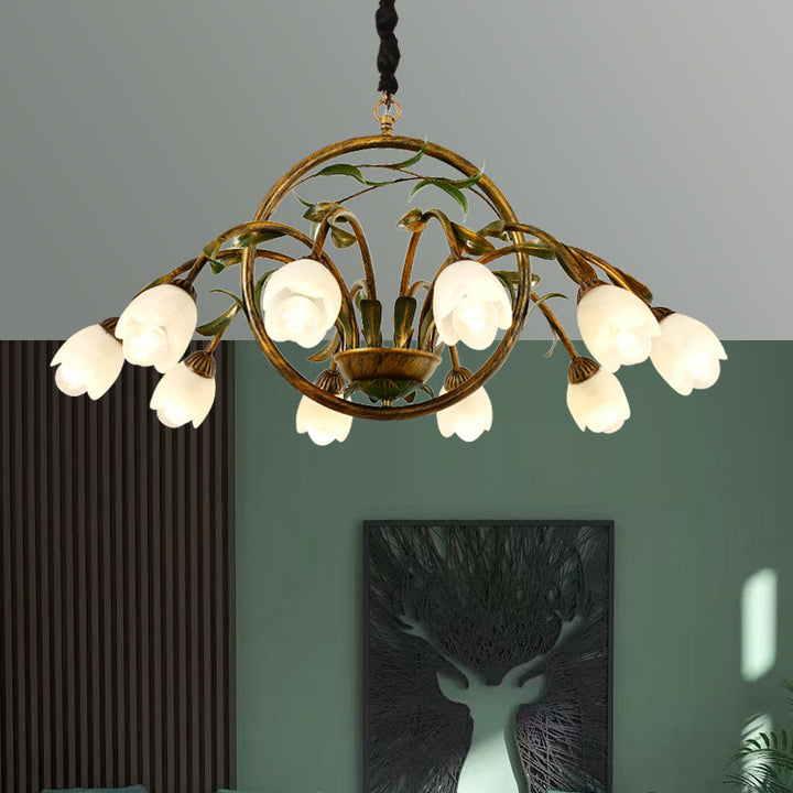 Traditional French Round Iron Glass 6/8/10 Light Chandelier For Bedroom