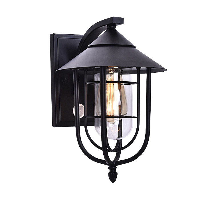 Zeitgenössische industrielle Eisen-wasserdichte menschliche Körpererkennung 1-Licht-Außenwandleuchte Lampe für Außenterrasse 