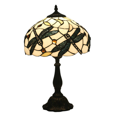 Mediterrane Vintage Tiffany Glasmalerei 1-flammige Tischlampe 