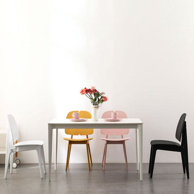 Chaise de salle à manger carrée en plastique et métal scandinave contemporain avec dossier pour salle à manger 