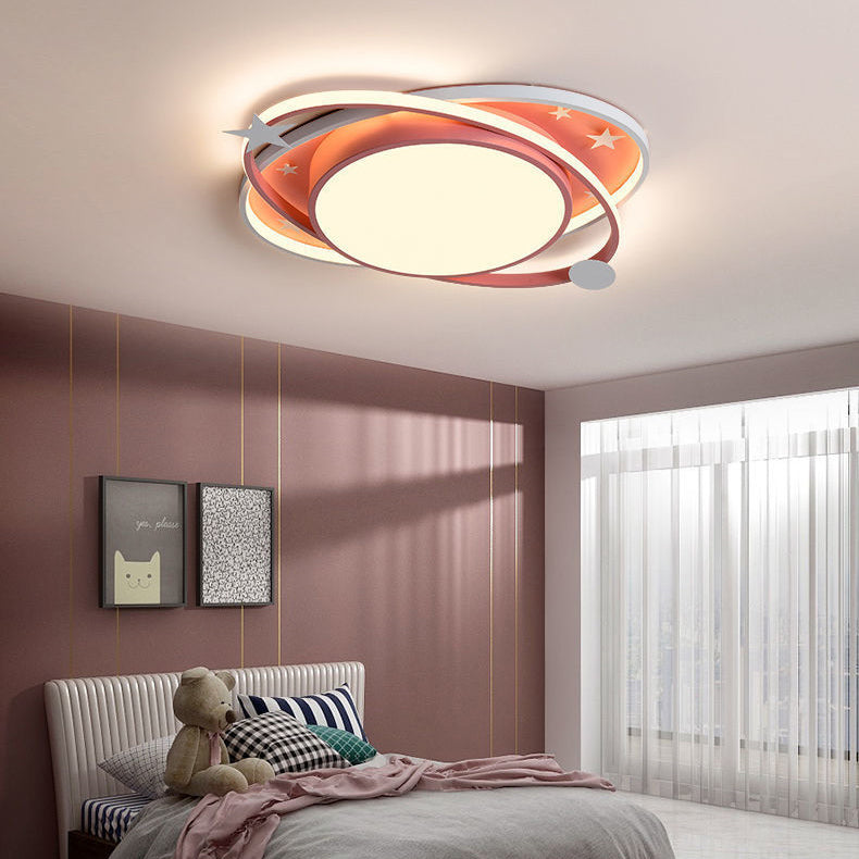 Moderno Arte Deco Noche Estrellada Redondo Ovalado Acrílico Aluminio LED Luz de Techo Empotrada Para Dormitorio 