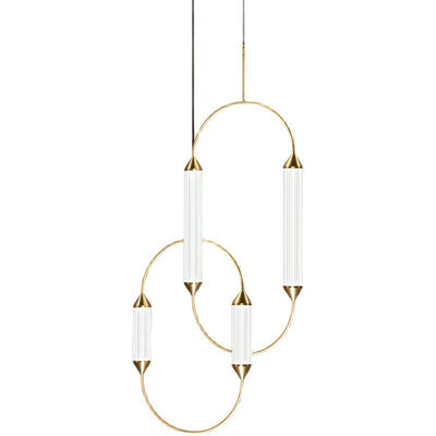 Zeitgenössische industrielle Streifen elliptische Eisen Glas LED Pendelleuchte für Esszimmer 