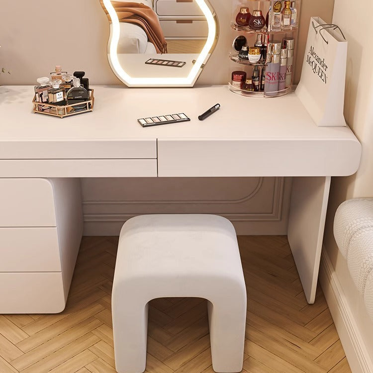 Modern Minimalist Square Arched PU Leather Plywood Frame Vanity Stool For Bedroom