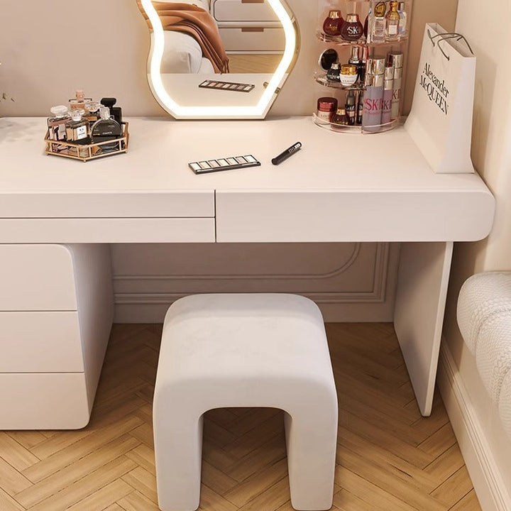 Modern Minimalist Square Arched PU Leather Plywood Frame Vanity Stool For Bedroom
