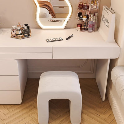 Tabouret de coiffeuse moderne minimaliste carré avec cadre en bois et cuir PU pour chambre 