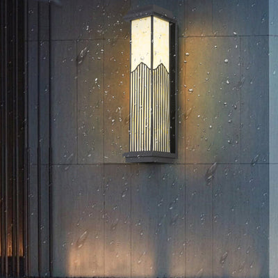 Chinese Retro Aluminum Rectangular Column LED Outdoor Waterproof Wall Sconce Lamp
