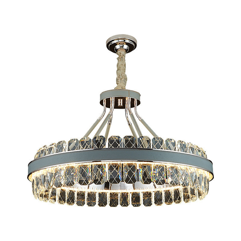 Modern Luxury Crystal Round Iron Crystal LED Chandelier For Bedroom