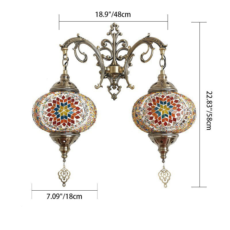 Applique murale à 2 lumières en verre teinté Tiffany décoratif lanterne matériel 