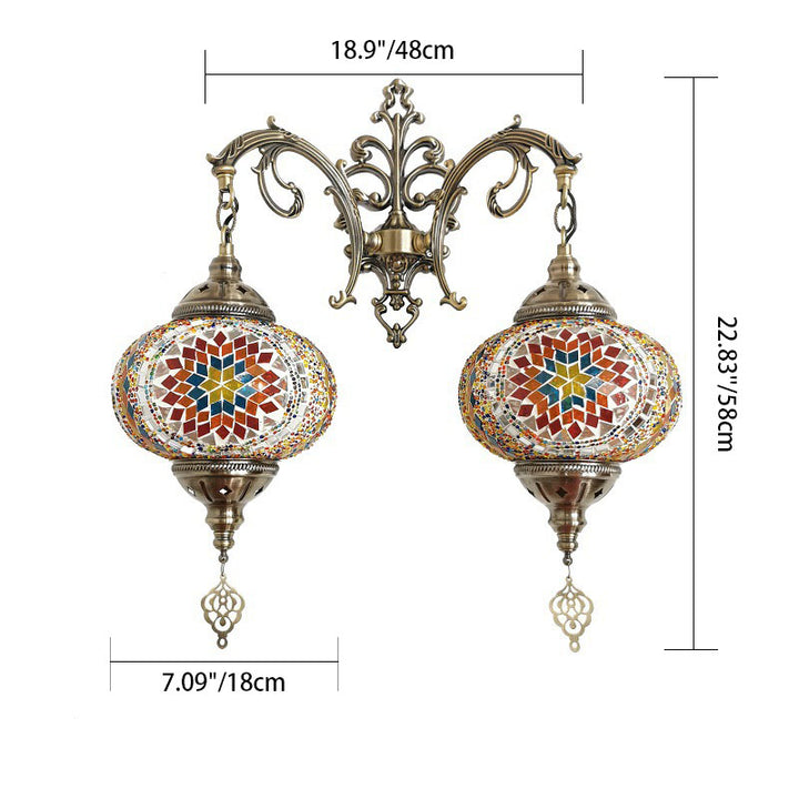 Applique murale à 2 lumières en verre teinté Tiffany décoratif lanterne matériel 