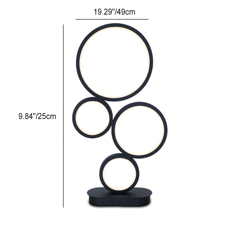 Moderne minimalistische Multi-Kreis Aluminium Eisen Silikon LED Tischlampe für Schlafzimmer 