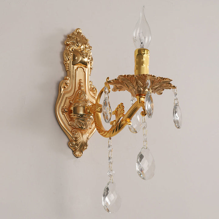 Applique Murale Traditionnelle Française en Zinc Doré Sculpté 1/2 Lumière Pour Salle à Manger 