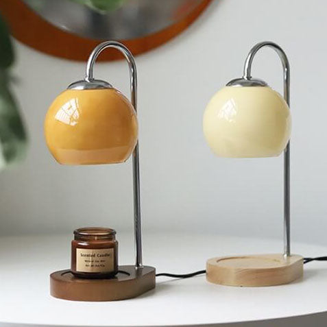 Lampe de table en bois massif moderne simple avec bougie sphérique à une lumière fondante 