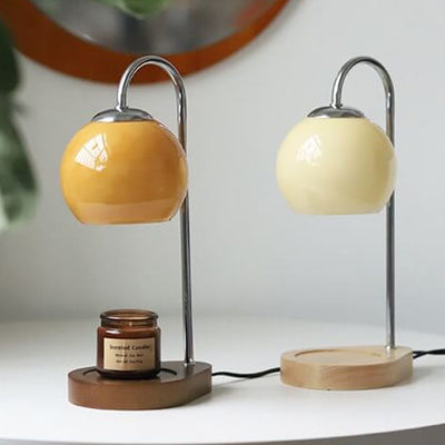 Modern Simple Solid Wood Candle Spherical 1-Light Melting Wax Table Lamp