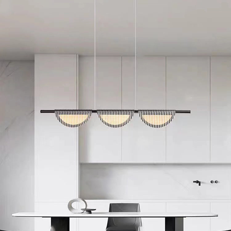 Lustre LED à îlot avec abat-jour semi-circulaire en verre acrylique de simplicité contemporaine pour salon 