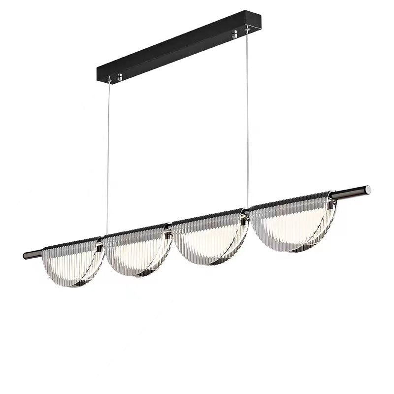 Lustre LED à îlot avec abat-jour semi-circulaire en verre acrylique de simplicité contemporaine pour salon 