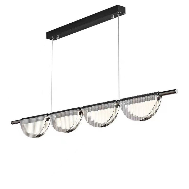 Lustre LED à îlot avec abat-jour semi-circulaire en verre acrylique de simplicité contemporaine pour salon 