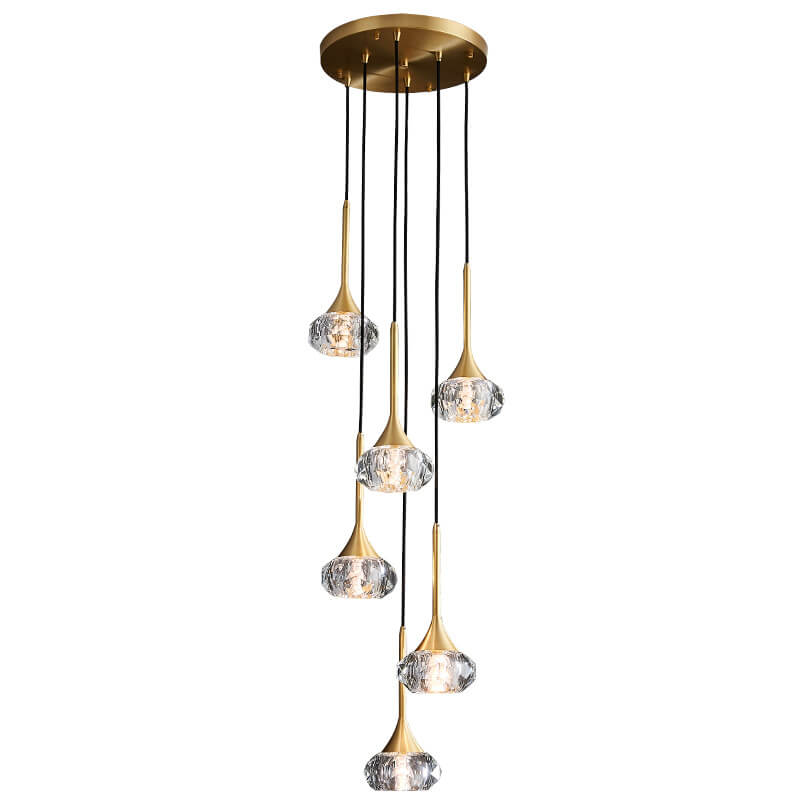 European Light Luxury Brass Crystal 1/3/6/10-Light Island Light Chandelier