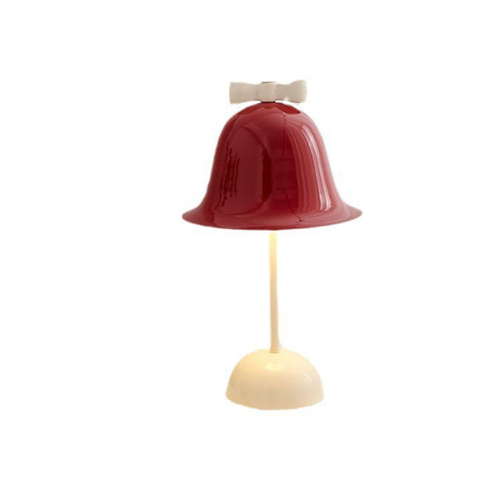 Moderne minimalistische Tischleuchte mit Schleifenglocke im Creme-Ton und LED 
