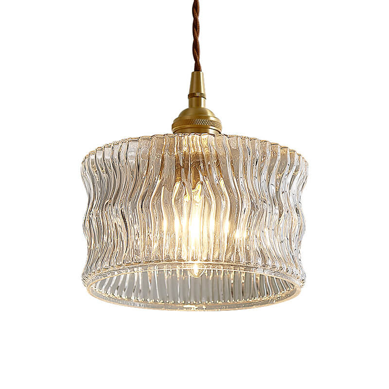 Moderne minimalistische Laterne geschnitztes Glas Kupfer 1-Licht Pendelleuchte 