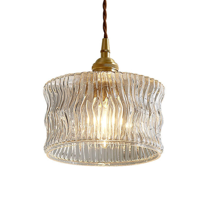 Moderne minimalistische Laterne geschnitztes Glas Kupfer 1-Licht Pendelleuchte 
