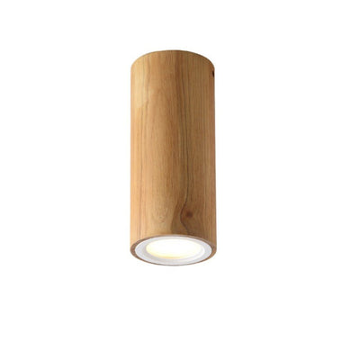 Nordic Creative Log Wood Tube LED Flush Mount Ceiling Light