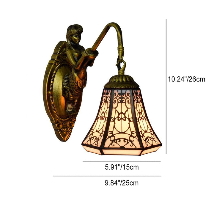 Tiffany Arabischer Stil Eisenrahmen Buntglas 1-Licht Wandleuchte Lampe 