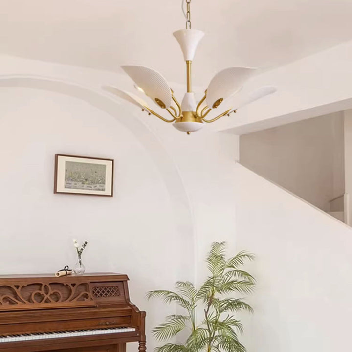 Chandelier traditionnel vintage rond en céramique cuivrée pour chips de pomme de terre 3/5 lumières pour salon 
