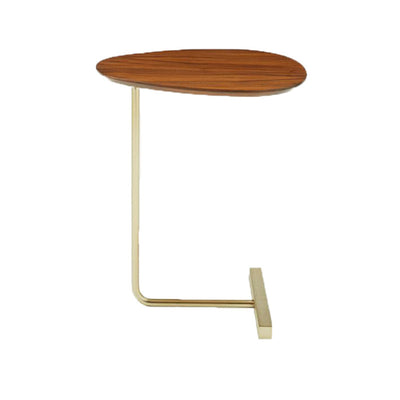 Zeitgenössischer kreativer ovaler Holz-Eisen-Beistelltisch mit 2 Ebenen für das Wohnzimmer 