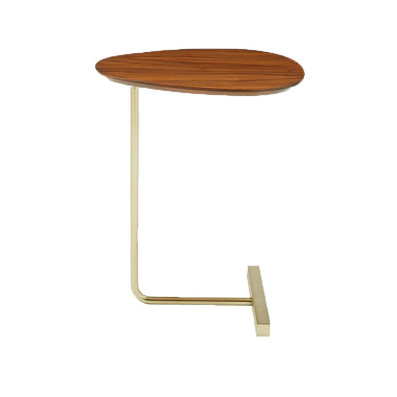 Zeitgenössischer kreativer ovaler Holz-Eisen-Beistelltisch mit 2 Ebenen für das Wohnzimmer 