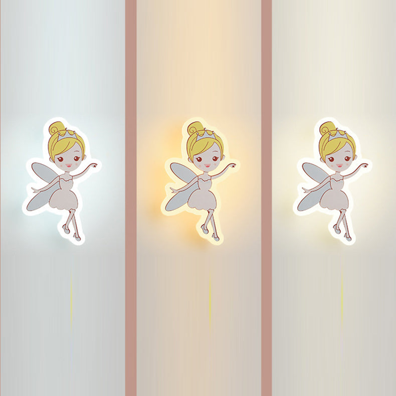 Applique murale LED en fer pour enfants avec astronaute de conte de fées en acrylique créatif contemporain pour chambre à coucher 