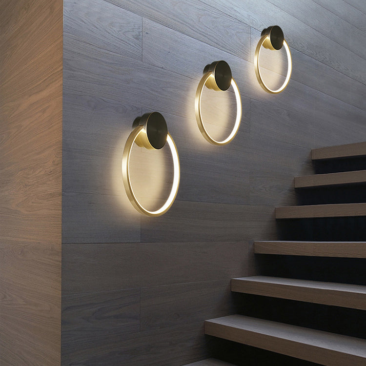 Lámpara de Aplique de Pared LED de Triángulo Cuadrado Círculo de Acrílico Latón Minimalista Moderna Para Sala de Estar 