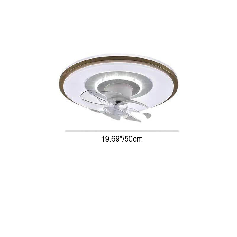 Modern Minimalist Round Hardware LED Flush Mount Ceiling Fan Light For Living Room