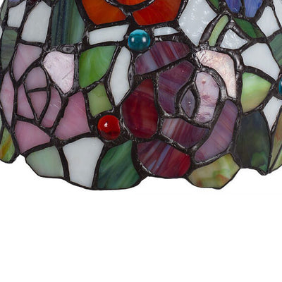 Tiffany Rose Lantern Stained Glass Metal 1-Light Table Lamp